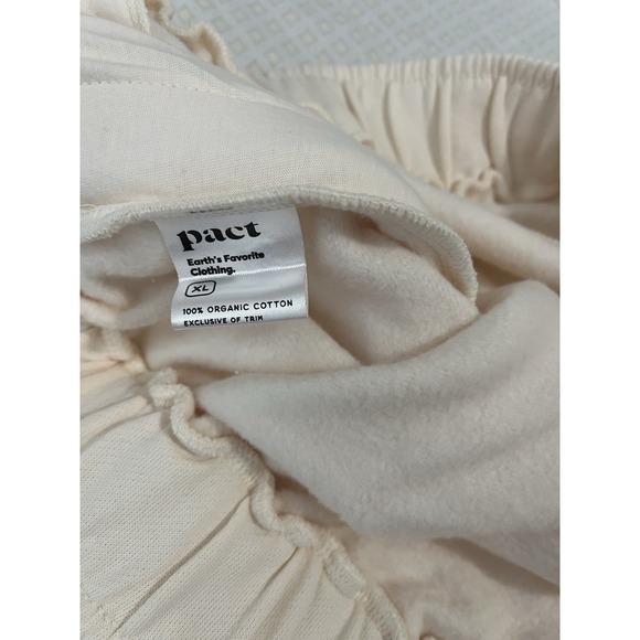 Pact Womens XL Sweatpants Organic Cotton Tapered Leg Pockets Cream NWOT - Picture 5 of 6